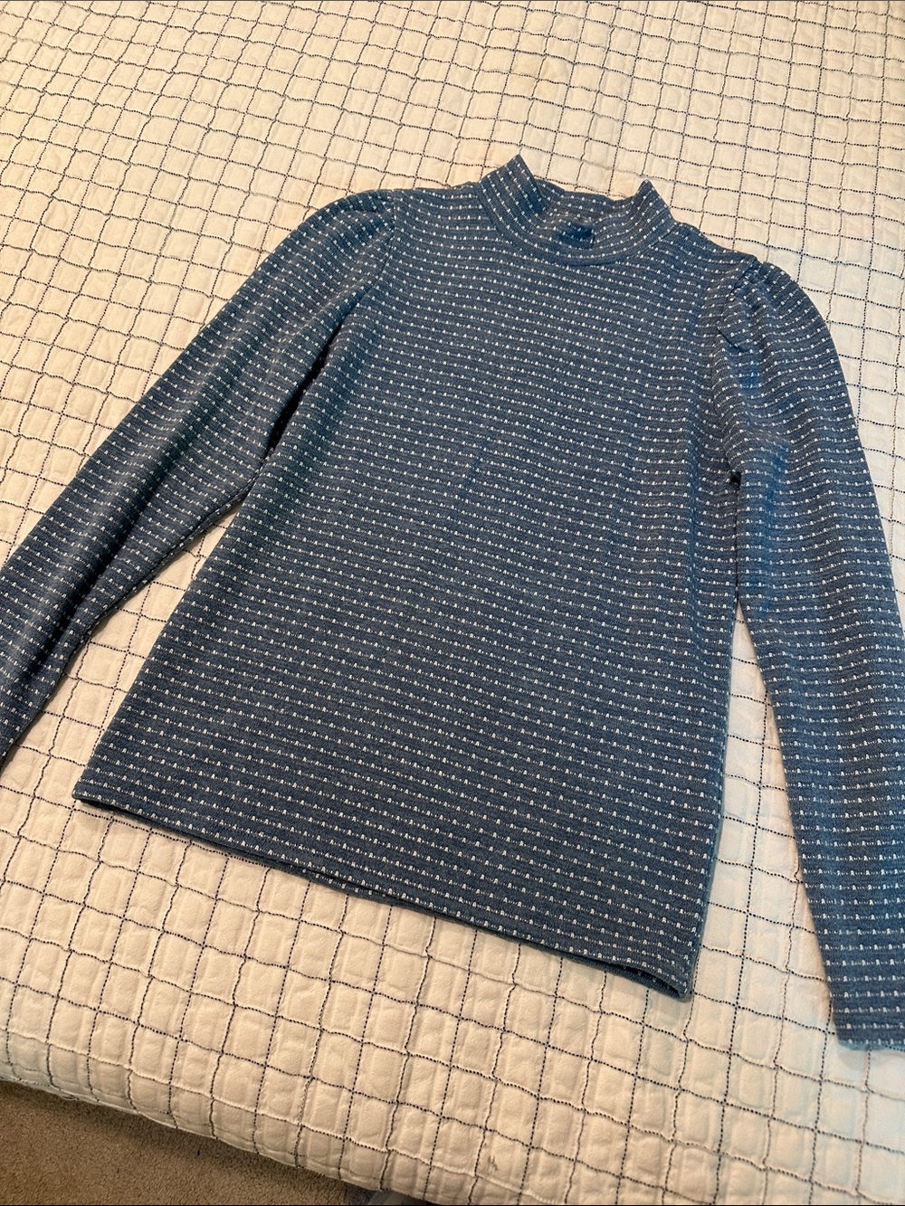Madewell Light Blue Textured Mock Neck Sweater
